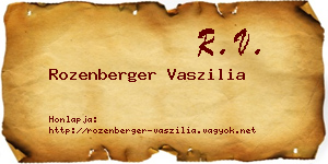 Rozenberger Vaszilia névjegykártya